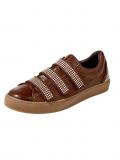 Sneaker mit Strasssteinen cognac