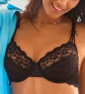 Spitzen-Bügel-BH mitSatin Bändern schwarz
