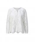 Spitzenbluse mit Schlingenknopf-Leiste ecru