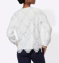 Spitzenbluse mit Schlingenknopf-Leiste ecru