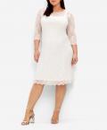 Spitzenkleid mit Wellenkanten ecru