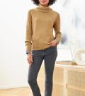 Srehkragen-Pullover mit Ripp-Details camel