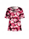 Srirt mitCut-out-Detail und Zierperlen schwarz-pink