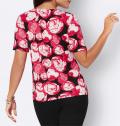 Srirt mitCut-out-Detail und Zierperlen schwarz-pink