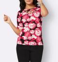 Srirt mitCut-out-Detail und Zierperlen schwarz-pink