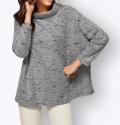 Stehkragen-Oversize-Flauschshirt grau