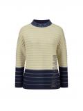 Stehkragenpullover in Ringel-Dessin marine-sand