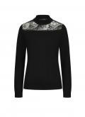 Stehkragenpullover mit Spitze schwarz