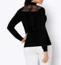 Stehkragenpullover mit Spitze schwarz