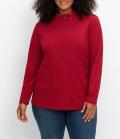 Stehkragenshirt mit Glitzerdetails kirschrot