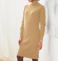 Stehkrgen-Strickkleid mitSeitenschlitze camel