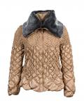 Steppjacke mit Webpelzkragen gold-beige