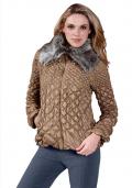 Steppjacke mit Webpelzkragen gold-beige