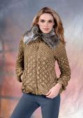 Steppjacke mit Webpelzkragen gold-beige