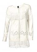 Stickerei-Shirtjacke mit Fransen ecru