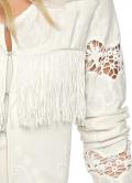 Stickerei-Shirtjacke mit Fransen ecru