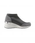 Stiefelette-Stretch und Rindveloursleder grau