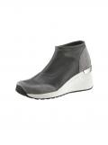 Stiefelette-Stretch und Rindveloursleder grau