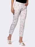 Stretch-Druckhose mit Seitenschlitzen beige-weiß