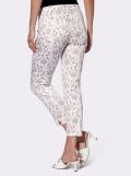 Stretch-Druckhose mit Seitenschlitzen beige-weiß
