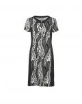 Stretch-Etuikleid schwarz-ecru-bedruckt