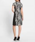 Stretch-Etuikleid schwarz-ecru-bedruckt