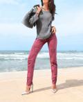 Stretch-Jeans beere-bedruckt