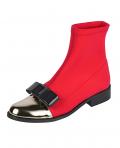 Stretch-Stiefelette rot-goldfarben