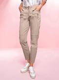 Stretchhose mit Bindeband und Zipper-Details sesam