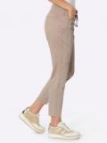 Stretchhose mit Bindeband und Zipper-Details sesam
