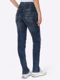 Stretchjeans mit Waschung und Nieten dark blue used