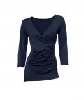 Stretchshirt in Wickel-Optik marine