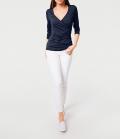 Stretchshirt in Wickel-Optik marine