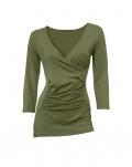 Stretchshirt in Wickel-Optik oliv