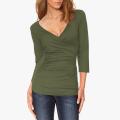 Stretchshirt in Wickel-Optik oliv