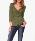 Stretchshirt in Wickel-Optik oliv