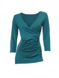 Stretchshirt in Wickel-Optik petrol