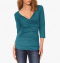 Stretchshirt in Wickel-Optik petrol