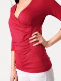 Stretchshirt in Wickel-Optik rot