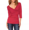Stretchshirt in Wickel-Optik rot