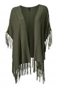 Strick-Poncho oliv