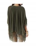 Strick-Poncho oliv