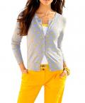 Strickjacke hellgrau-gelborange Gr. 42