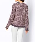 Strickjacke mit Fransen beere-gemustert