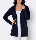 Strickjacke mit Spitze an den Ärmeln marine