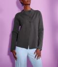 Strickjacke mitKelchkragen graphit