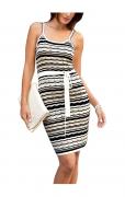 Strickkleid ecru-schwarz-beige