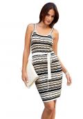 Strickkleid ecru-schwarz-beige