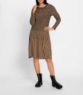 Strickkleid in Plissee-Optik camel-schwarz