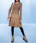 Strickkleid in Plissee-Optik camel-schwarz